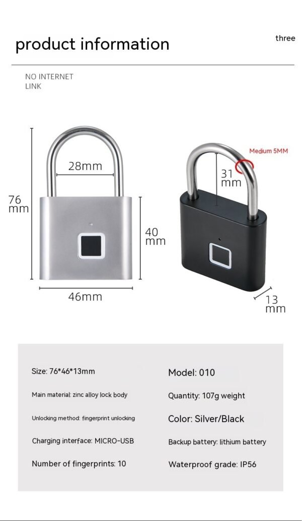 Smart Waterproof Household Lock Head Fingerprint Lock - Image 2